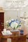 Artificial Flowers with Vase, Blue Silk Hydrangea and Peony Bouquet with Faux Water, Fake Tulips Flower Arrangement for Home Decor, Wedding & Party Table Centerpieces